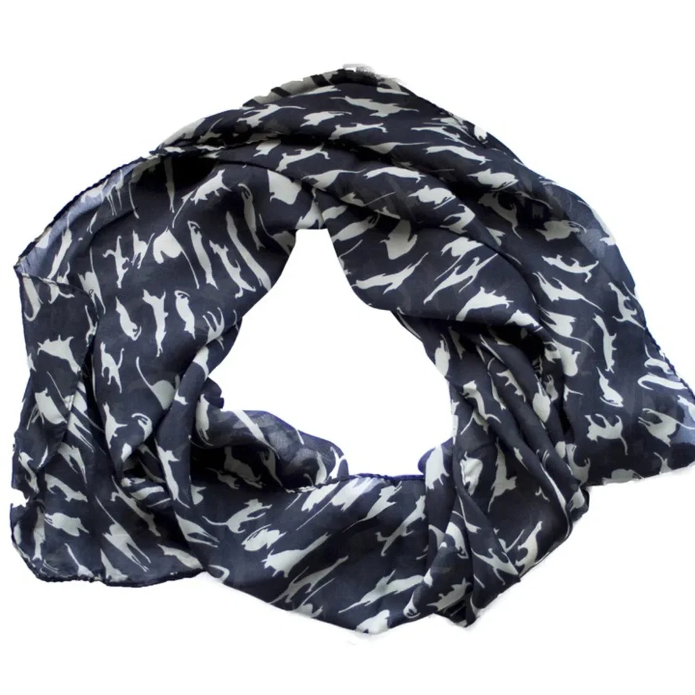 NWT Meowingtons Black Clowder Chiffon Cat Scarf
